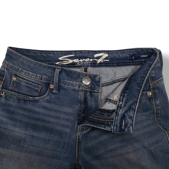 EUC Seven 7 Mid Rise Slim Fit Legging Denim Jeans Sz. 4 [27.5] x28 Vintage Blue - Picture 4 of 10
